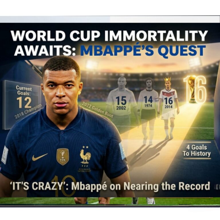 nfographic showing La Liga top scorers: Kylian Mbappé 23 goals, Vedat Muriqi 19 goals, Ante Budimir 15 goals, and Lamine Yamal 14 goals.