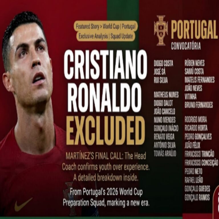 Cristiano Ronaldo excluded from Portugal 2026 World Cup squad announcement graphic
