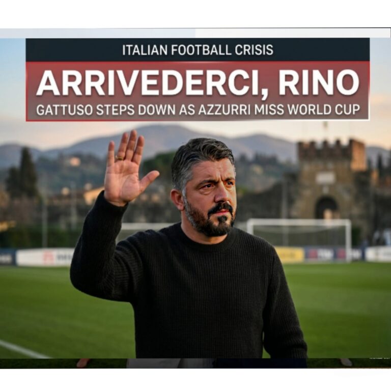 Gennaro Gattuso waving goodbye after stepping down as the Italy national team head coach following the World Cup qualifier exit
