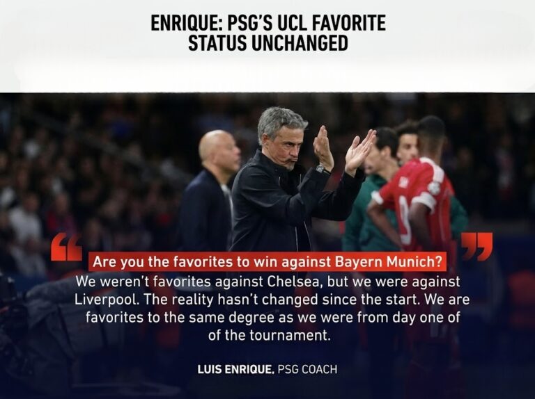 Luis Enrique PSG manager Champions League 2026 press conference