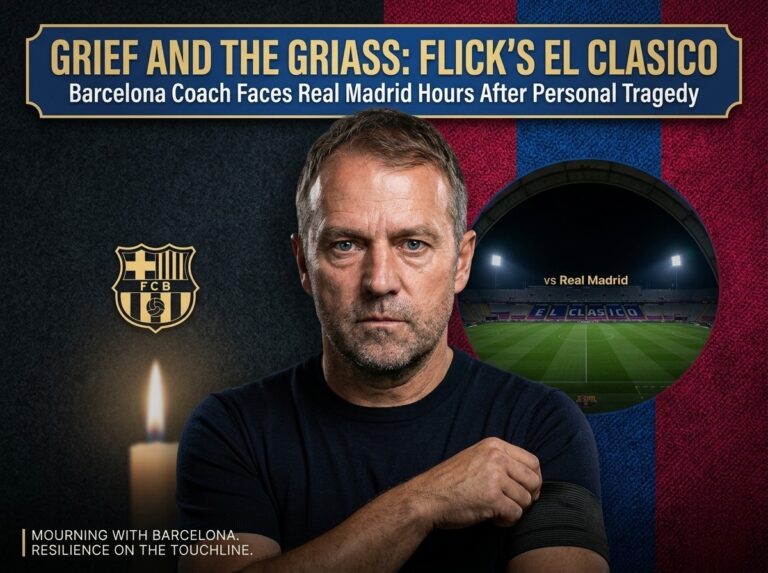 FC Barcelona manager Hansi Flick looking resilient wearing a black armband ahead of El Clasico following his father's passing.