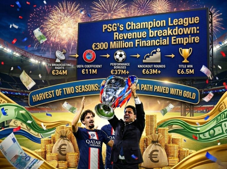 PSG players celebrating Champions League trophy victory
