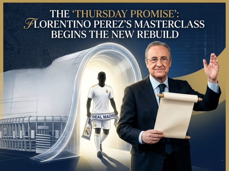 Florentino Pérez raises hands announcing Real Madrid first major signing for 2026-27 season