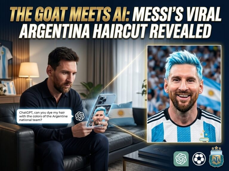 Lionel Messi asking ChatGPT to dye his hair in Argentina national team colors