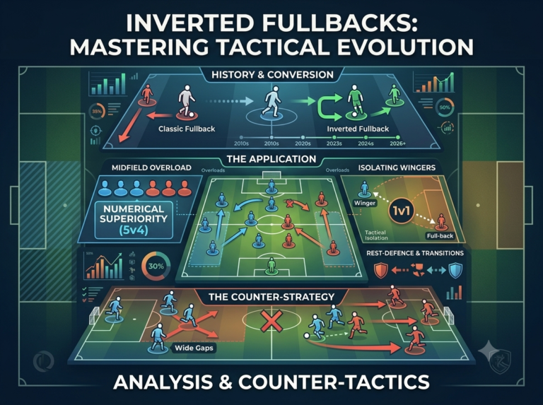 Inverted Fullback Tactics: The Modern Defensive Revolution Inverted fullback tactics diagram showing midfield overload