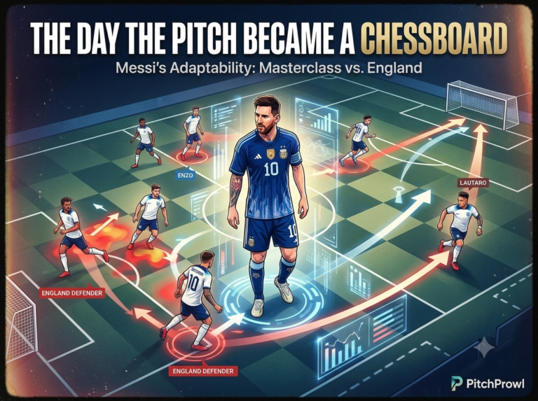 Argentina vs England Tactical Analysis: Messi's Masterclass Tactical board analysis of Argentina vs England tactics highlighting Lionel Messi and key players.