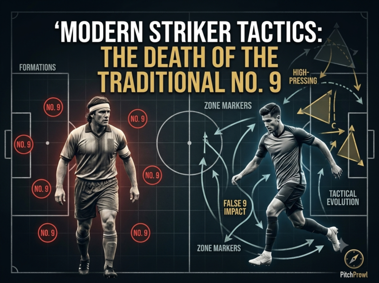 The Extinction of the No. 9: Tactical Evolution Explained Diagram showing the extinction of the No. 9 and false nine movement