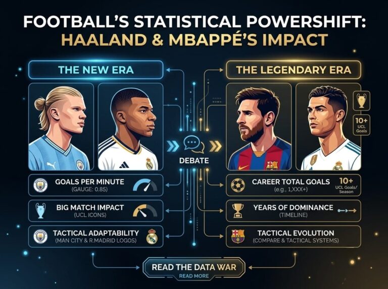 Haaland and Mbappé vs Messi and Ronaldo: The New Throne Haaland and Mbappé vs Messi and Ronaldo tactical stats comparison