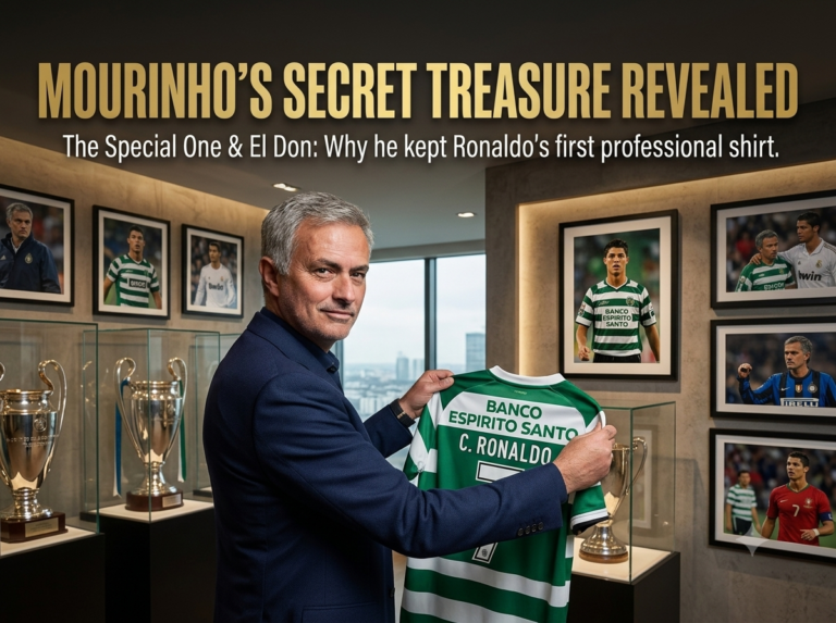 Jose Mourinho Reveals Prized Cristiano Ronaldo Sporting CP Relic in New Netflix Docuseries Teaser Jose Mourinho poses with Cristiano Ronaldo's first professional Sporting CP shirt for Netflix documentary