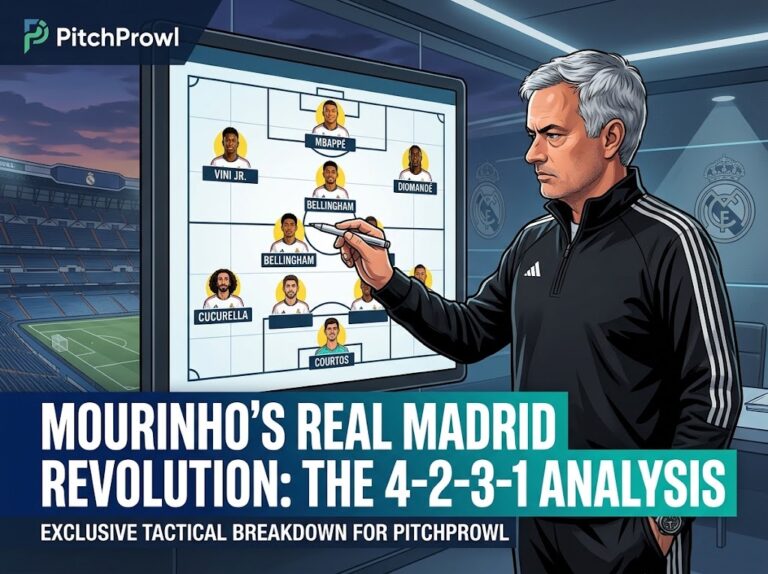 Real Madrid 4-2-3-1: Mourinho's Six Untouchables mourinho real madrid tactics shown on a whiteboard.